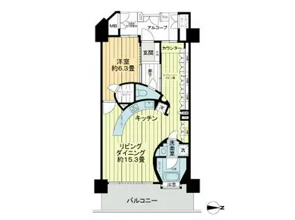 ライオンズタワー仙台広瀬(1LDK/18階)の間取り写真