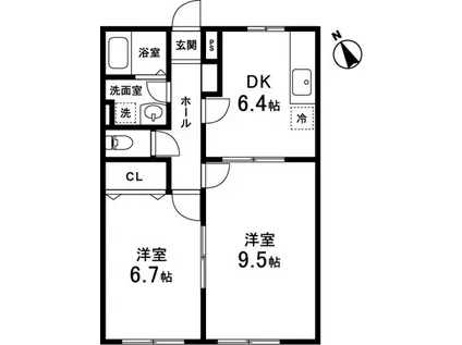 ヒラソールマルセイIII(2DK/1階)の間取り写真