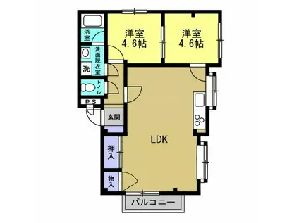 エスポアール湘南(2LDK/2階)の間取り写真