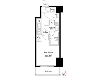 ハーモニーレジデンス横濱関内(1K/7階)の間取り写真