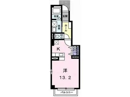 エバーグリーンD(1K/1階)の間取り写真