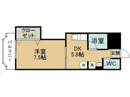 アーバンハイツ福住III(1DK/2階)の間取り写真