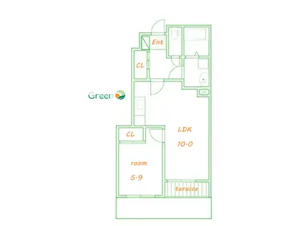 ポモドーロ(1LDK/1階)の間取り写真