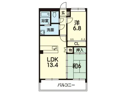 フェンテ武蔵ヶ丘(2LDK/2階)の間取り写真