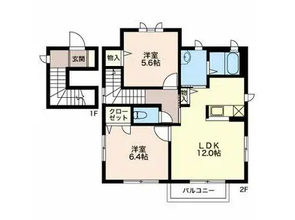 タウニィ A(2LDK/2階)の間取り写真