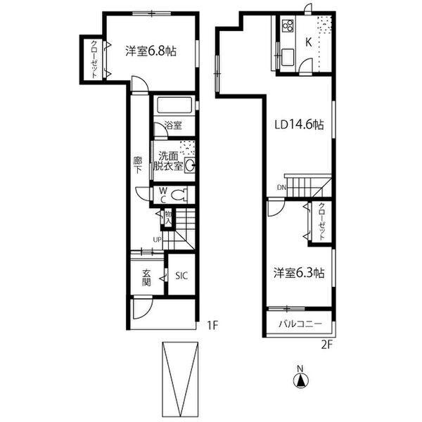 シャトレ塚口(2LDK/1階)の間取り写真