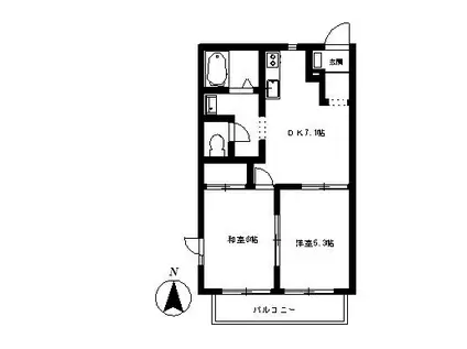 イン・フィールドD(2DK/2階)の間取り写真