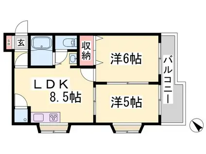 サンビルダー三宮(2LDK/5階)の間取り写真