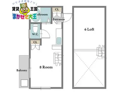 ボンセジュール(ワンルーム/1階)の間取り写真