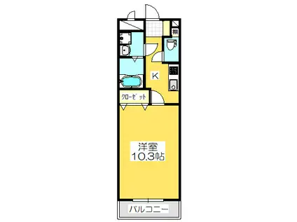 ディアパレス(1K/2階)の間取り写真