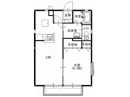 クレセール(1LDK/1階)の間取り写真