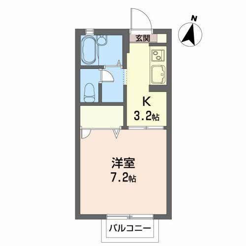 フレグランス四季(1K/2階)の間取り写真