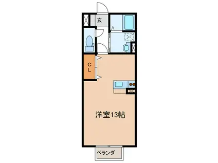 メイユール(ワンルーム/2階)の間取り写真