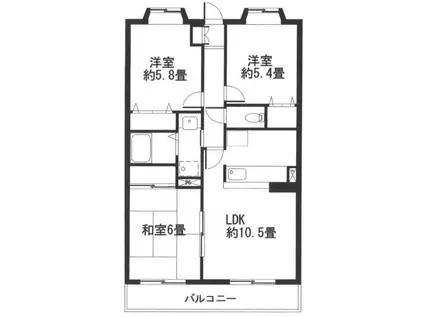 第5旭マンション(3LDK/1階)の間取り写真