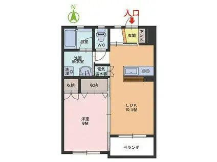 アメニティ御幸(1LDK/3階)の間取り写真