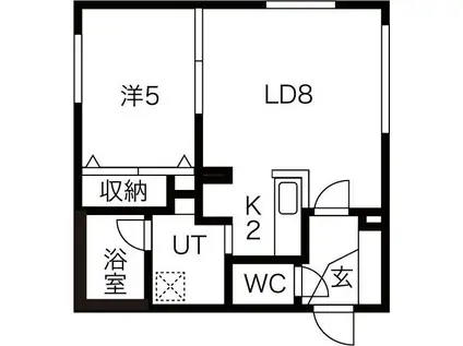 メゾンド学園前(1LDK/4階)の間取り写真