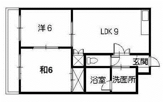 西田ビル(2LDK/3階)の間取り写真