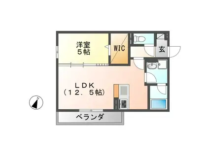 WISE SQUARE(1LDK/1階)の間取り写真