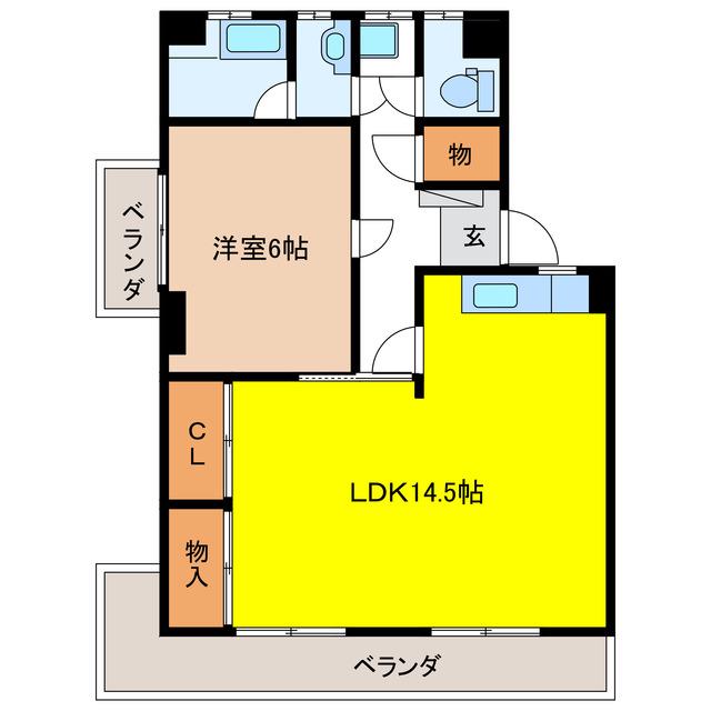 ソラリス(1LDK/2階)の間取り写真