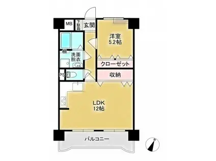 北本スクエア(1LDK/7階)の間取り写真