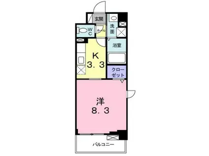 フリーデK 1・2(1K/1階)の間取り写真