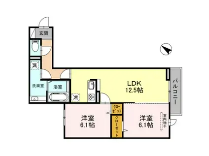 CRESCENTE経堂 壱番館(1LDK/2階)の間取り写真