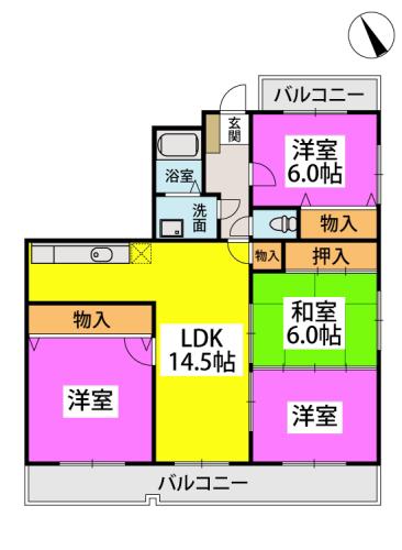 ファミール野間(4LDK/7階)の間取り写真