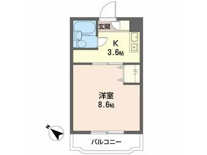 セイントフローレンスII(1K/1階)の間取り写真