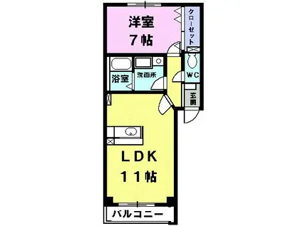 GRACE玉池(1LDK/1階)の間取り写真