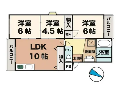 メゾン大津和(3LDK/1階)の間取り写真