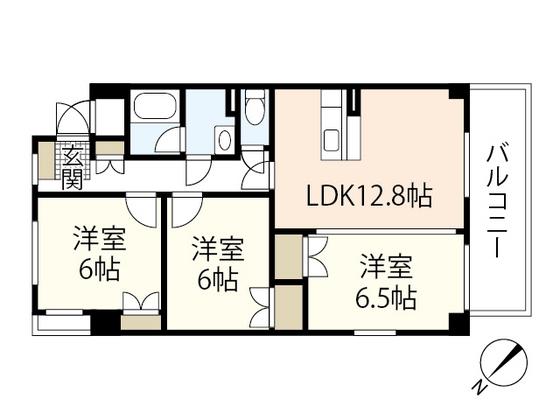 ホグワーツ(3LDK/4階)の間取り写真