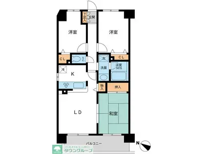 グラディート久米川(3LDK/1階)の間取り写真