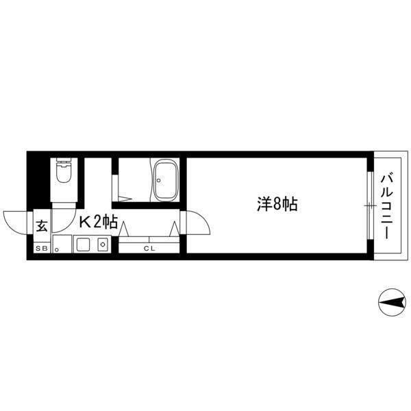 防音マンション ピアニシモ(1K/2階)の間取り写真