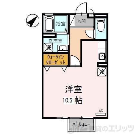 パークサイドヒロツグA棟(ワンルーム/2階)の間取り写真