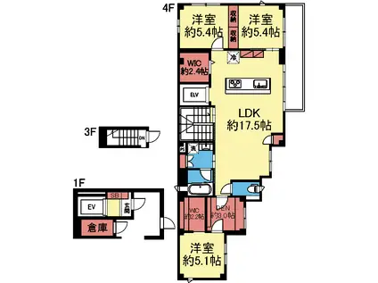 アンブル横濱(3SLDK/4階)の間取り写真