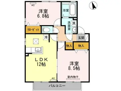 グランシャリオ C棟(2LDK/2階)の間取り写真