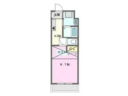 サウスルーム三島(1K/1階)の間取り写真