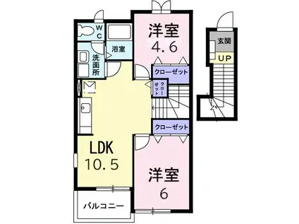 サニープレイス B 大橋町(2LDK/2階)の間取り写真
