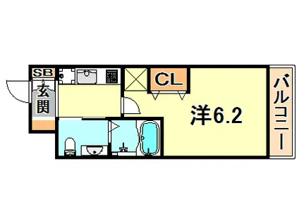 エステムプラザ神戸三宮ルクシア(1K/5階)の間取り写真