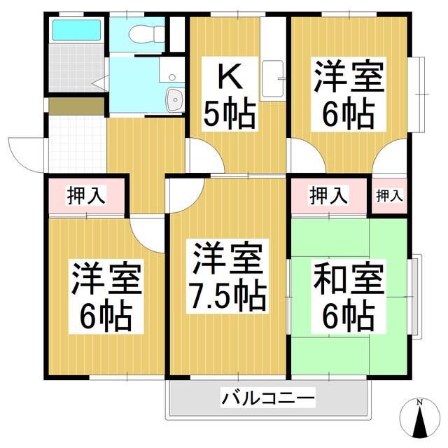 グリーンビレッジ川中島 S棟(4K/1階)の間取り写真