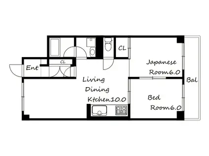 サイプレス(2LDK/2階)の間取り写真