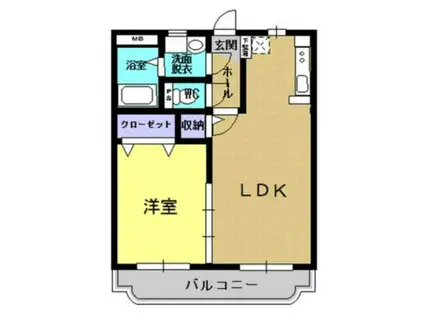メゾンシャルマン(1LDK/2階)の間取り写真