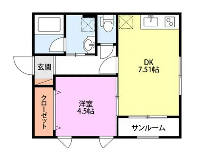 CASA LIBERO(1DK/1階)の間取り写真