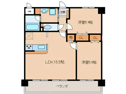 BERCER(2LDK/2階)の間取り写真