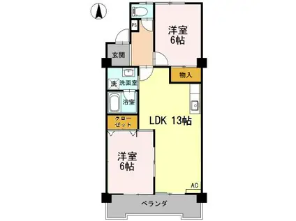 ロイヤルパーク緑丘(2LDK/2階)の間取り写真
