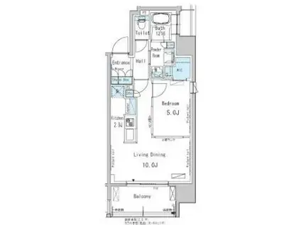 パークアクシス新御徒町イースト パークアクシス新御徒町イースト(1LDK/5階)の間取り写真