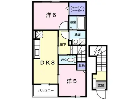 カルメテオ(2DK/2階)の間取り写真