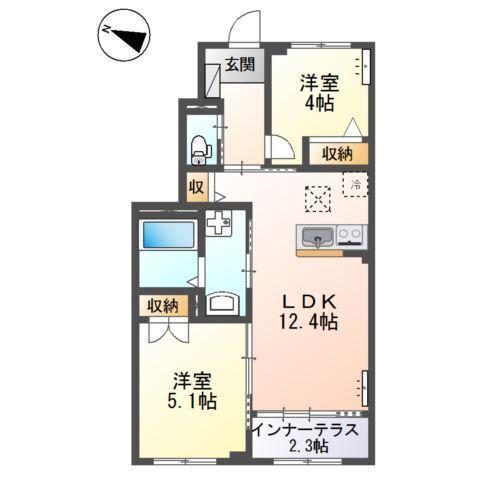 アルデバラン(2LDK/1階)の間取り写真