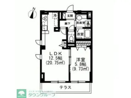 フェリス笹塚(1LDK/1階)の間取り写真