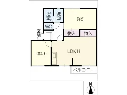 パークタウン豊明 A棟(2LDK/2階)の間取り写真